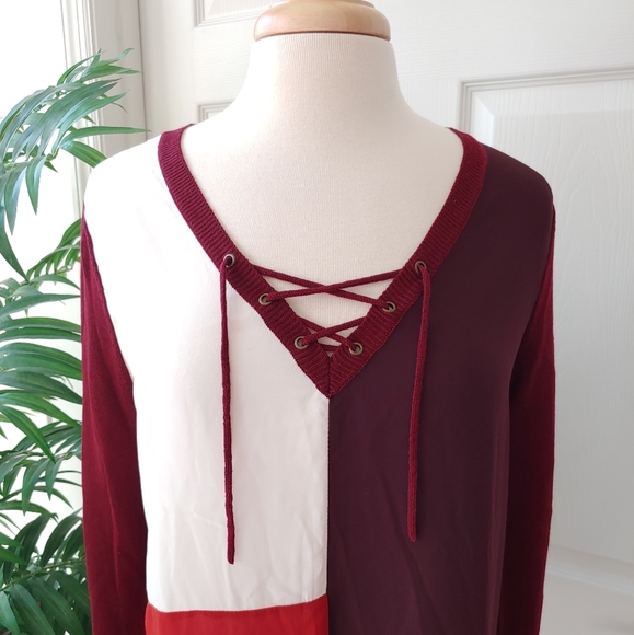New York & Company Blouse Lace Up Sweater Medium - Picture 5 of 6